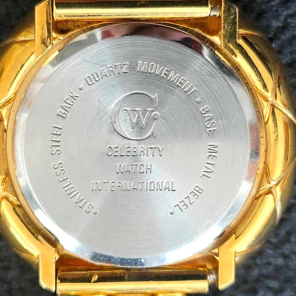 Vintage OPTICKS Celebrity Watch Quartz Pearl Gold Tone Stainless Steel Base - Picture 7 of 13